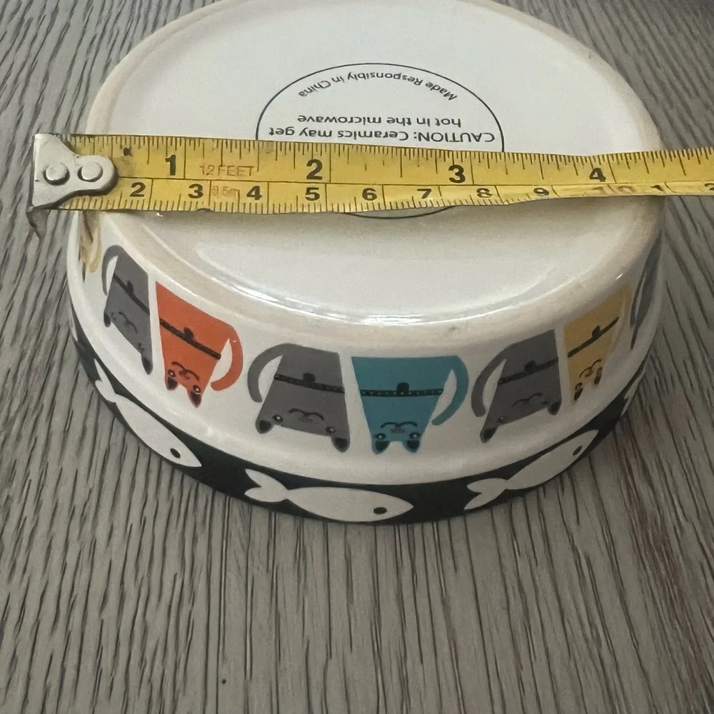 Stoneware Set of Four Pet Bowls with Fun Designs